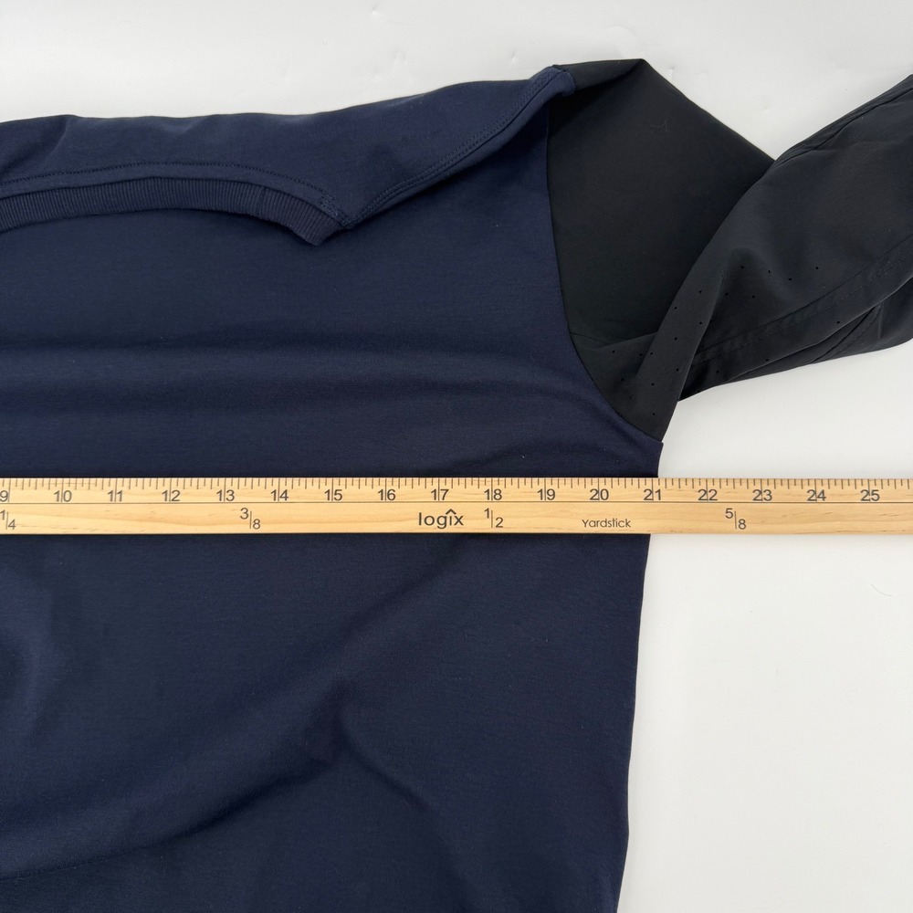 Athleta Mixed Media Long Sleeve Top Navy Black Athleisure Sweatshirt Women M - Picture 7 of 9